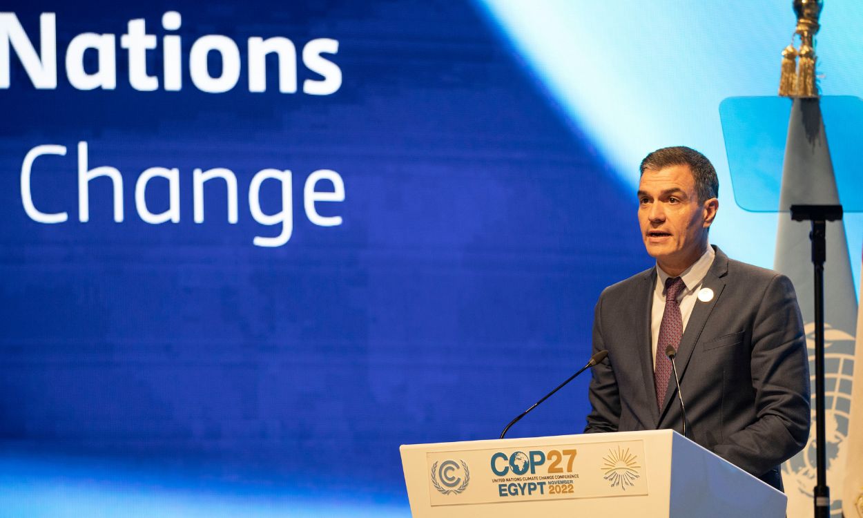 El presidente del Gobierno, Pedro Sánchez, en su intervención en la COP27 en Egipto. EP.