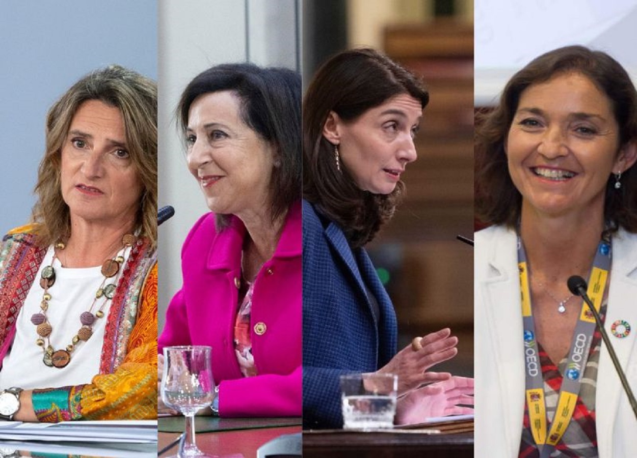 De izquierda a derecha: Teresa Ribera, Margarita Robles, Pilar Llop y Reyes Maroto