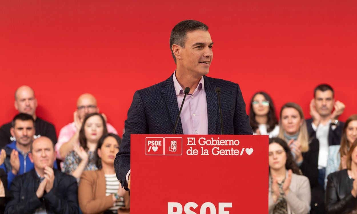 El secretario general del PSOE y presidente del Gobierno, Pedro Sánchez, en un acto de partido. 