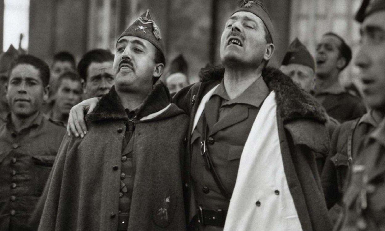 Los generales golpistas Francisco Franco y José Millán Astray