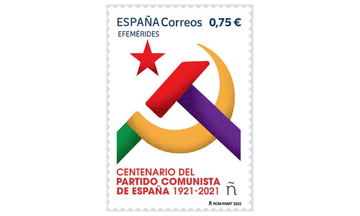 Sello conmemorativo del centenario del PCE, emitido por Correos. EP