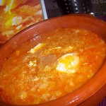 Sopa castellana con huevo y mero a la plancha con verduritas