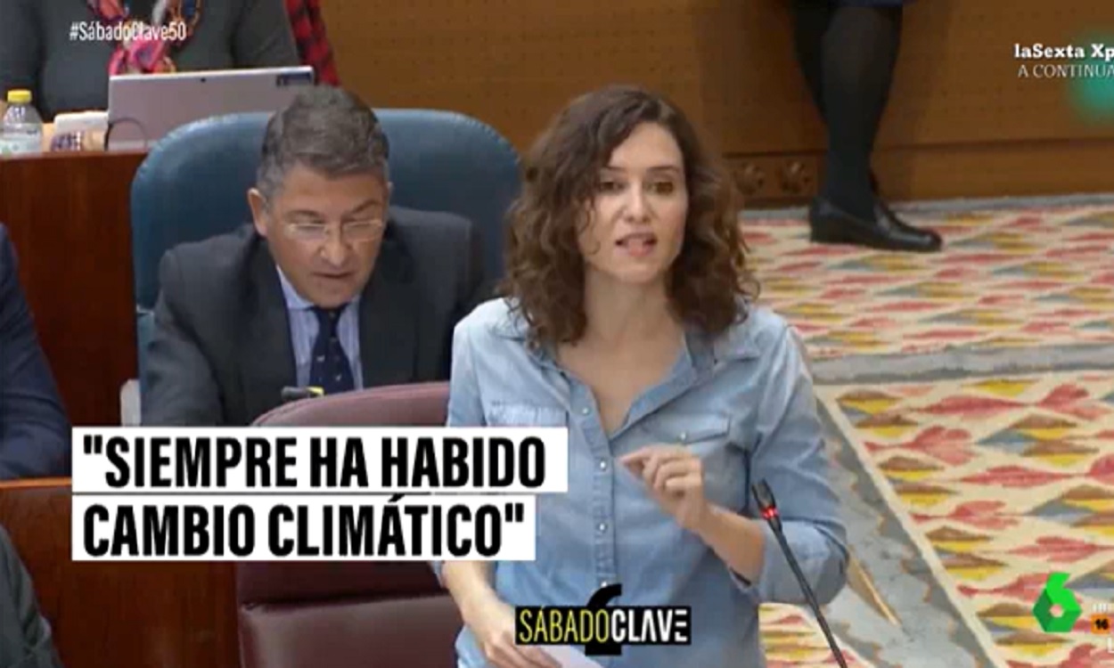 Isabel Díaz Ayuso, durante su intervención negacionista. laSexta