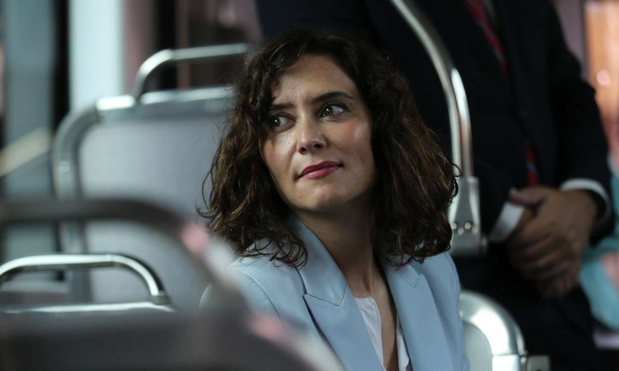 Isabel Díaz Ayuso, presidenta de la Comunidad de Madrid, en la presentación del Bus de Uso Prioritario. EP
