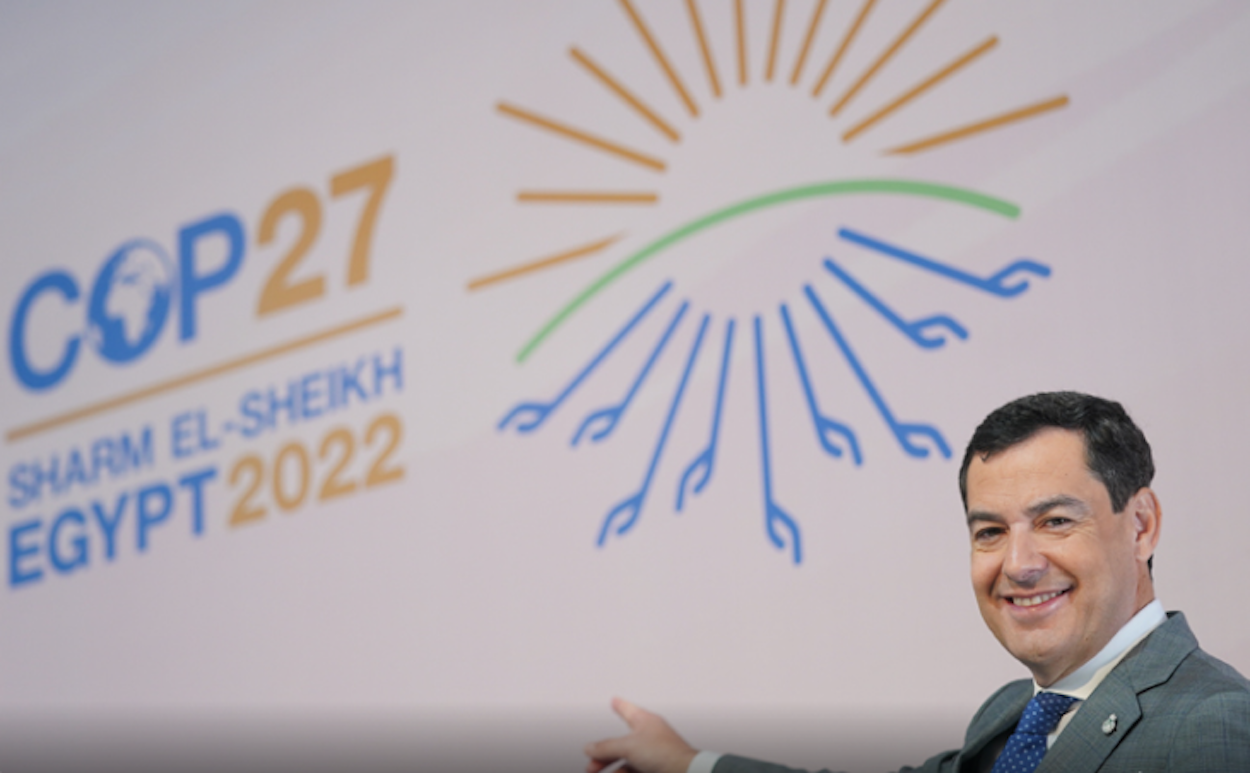 El presidente andaluz, Juan Manuel Moreno, en la Cumbre del Clima COP30.