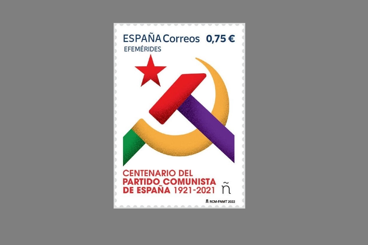 Sello conmemorativo del centenario del PCE, emitido por Correos. EP