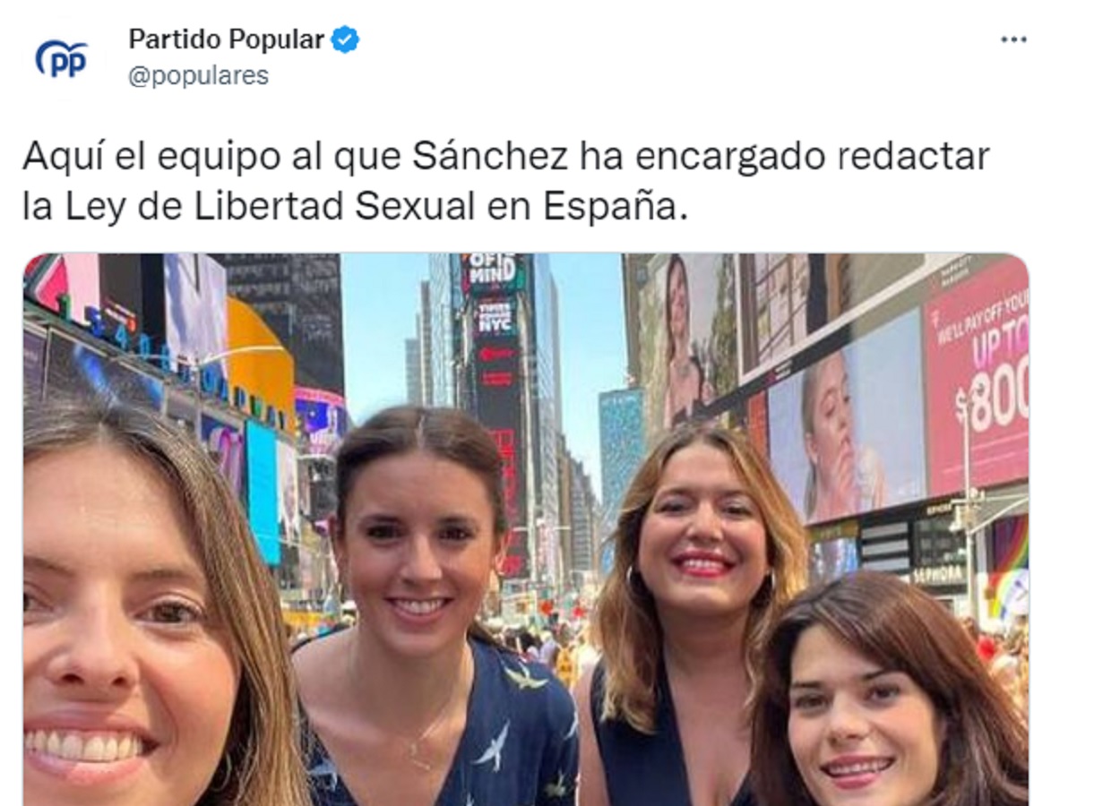El tuit de los 'populares', con la imagen de Montero, Rubio, Serra y Rodríguez. Twitter