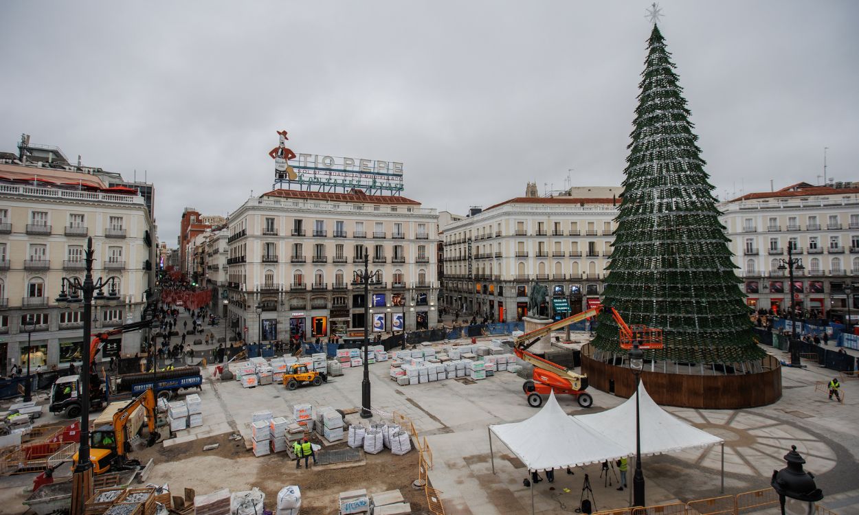 Estado de las obras de remodelación de la Puerta del Sol en Madrid. EP.