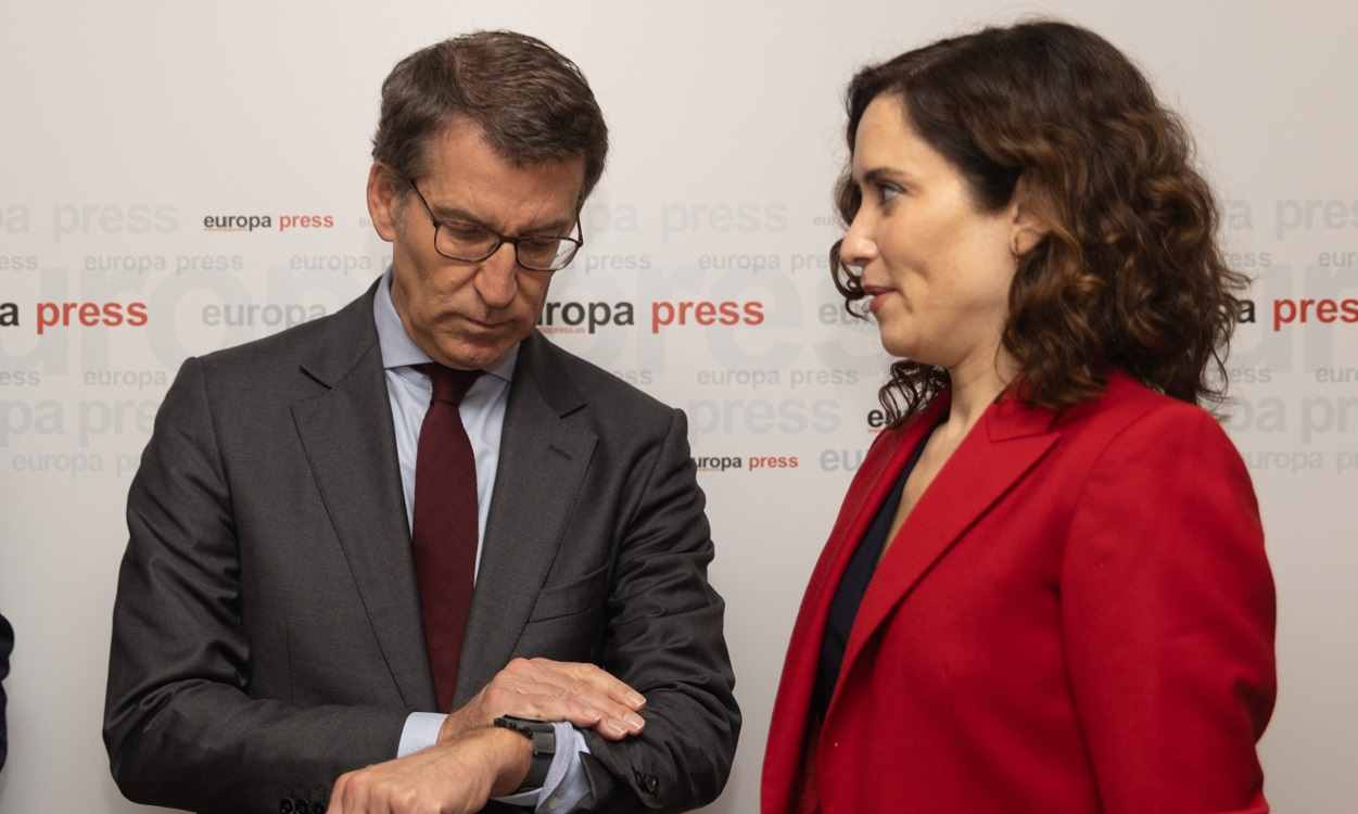 Alfonso Núñez Feijóo, líder del PP, e Isabel Díaz Ayuso, presidenta de la Comunidad de Madrid. EP