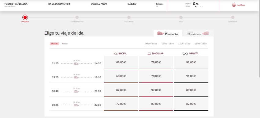 Viajes ida Madrid Barcelona Iryo