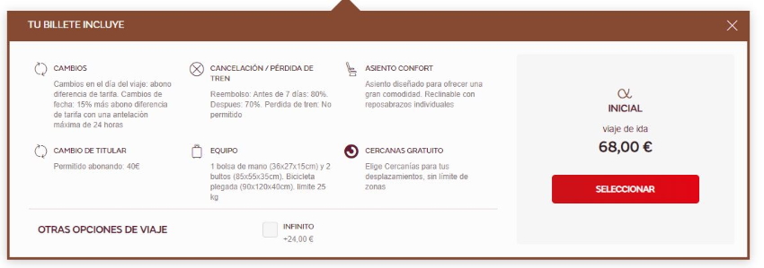Condiciones billete Iryo