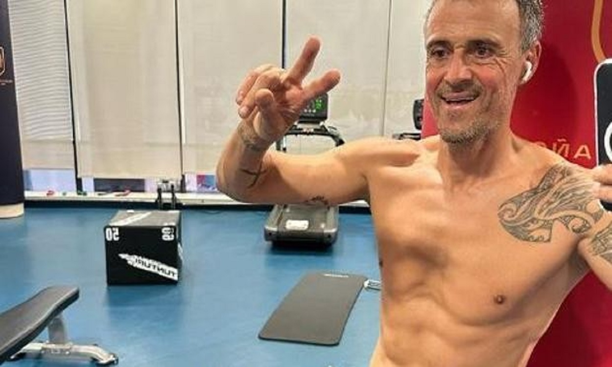 El seleccionador de España, Luis Enrique, en el gimnasio