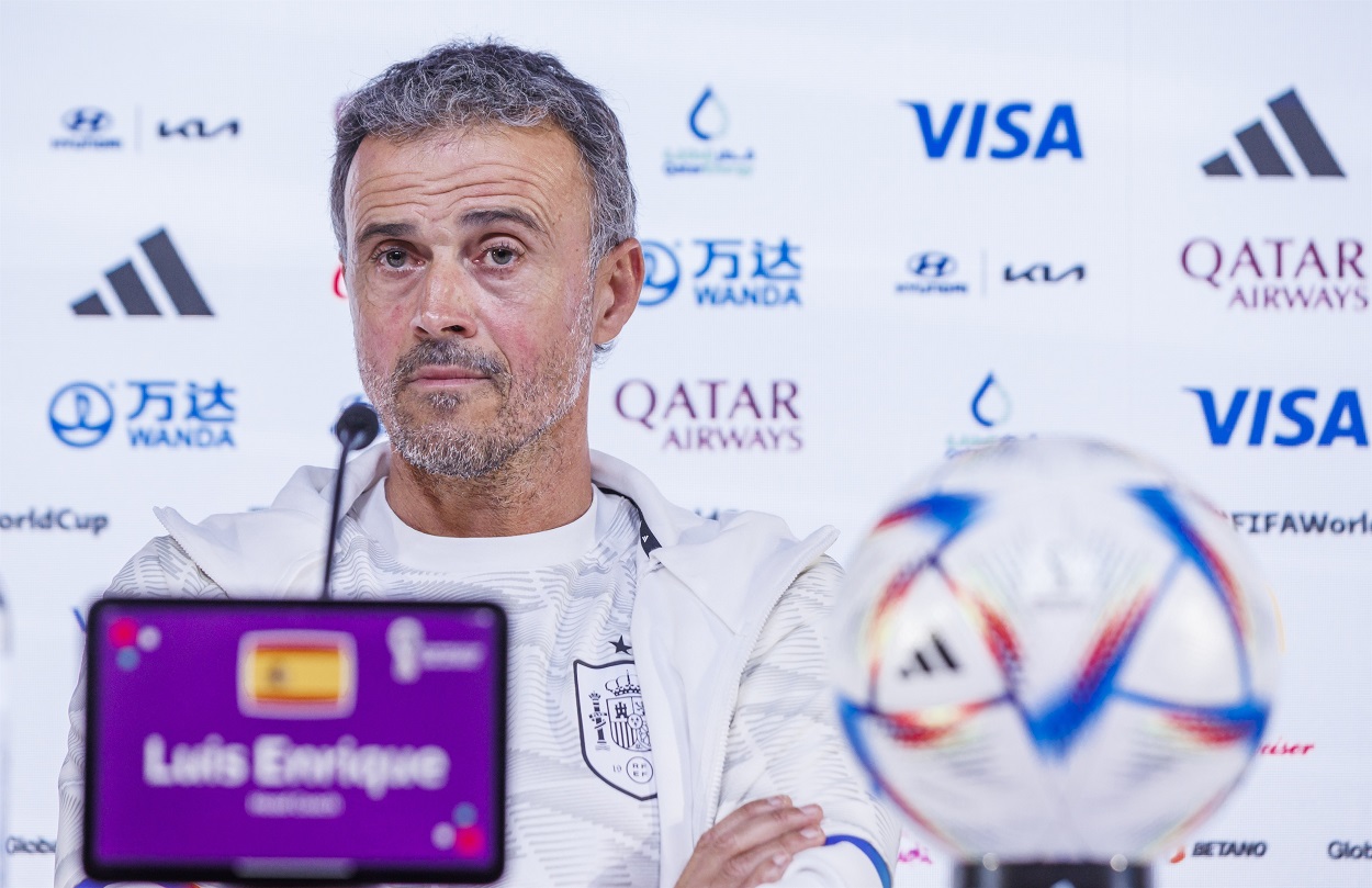 El seleccionador nacional, Luis Enrique, en una rueda de prensa. EP.