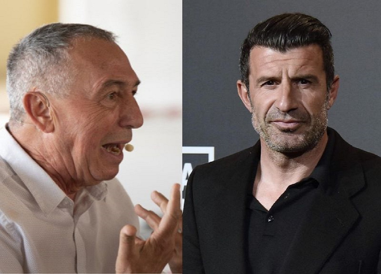 El diputado valenciano Joan Baldoví y el exfutbolista Luis Figo. Montaje propio