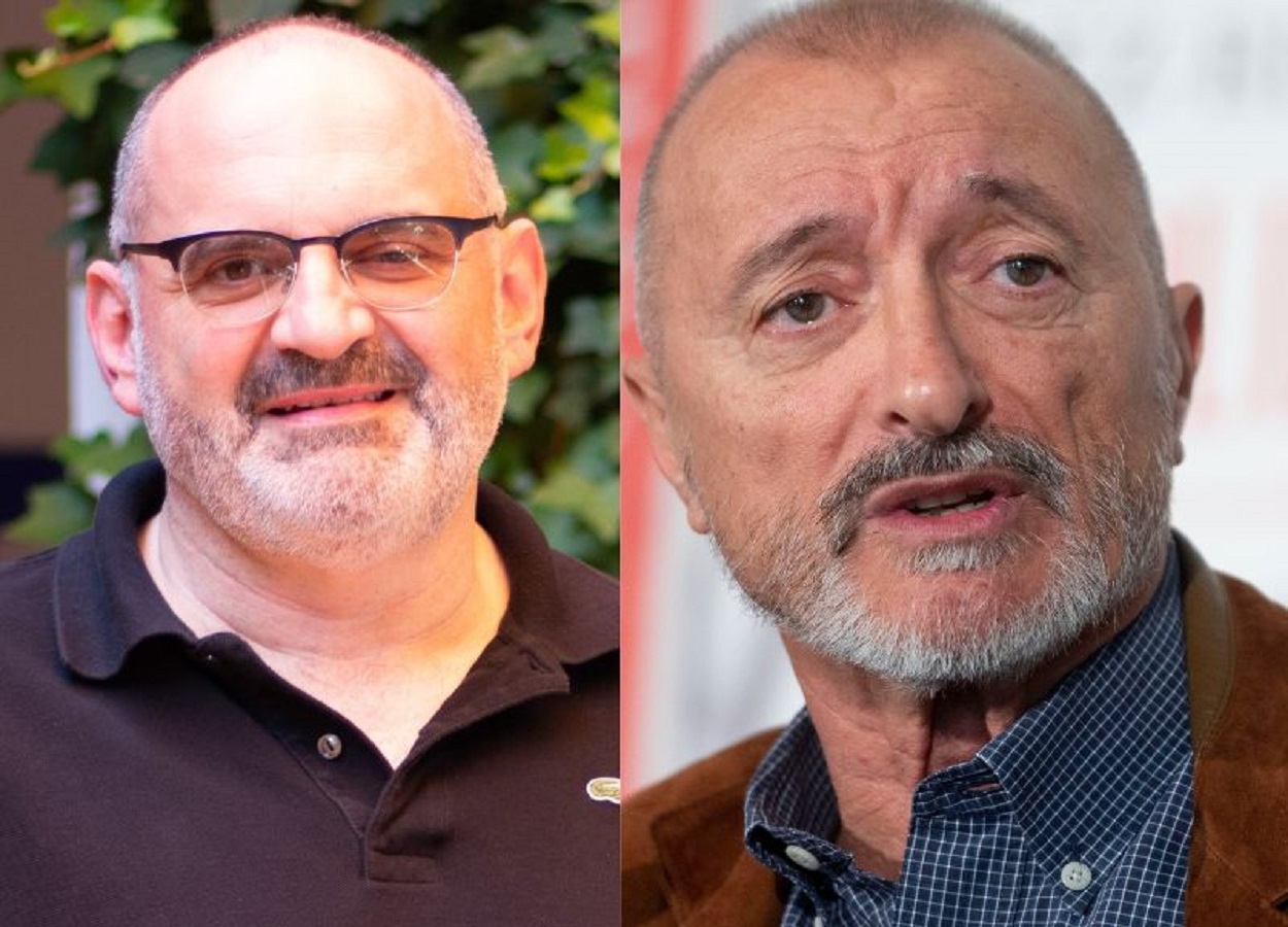 Antón Losada y Arturo Pérez Reverte. Montaje de Canva