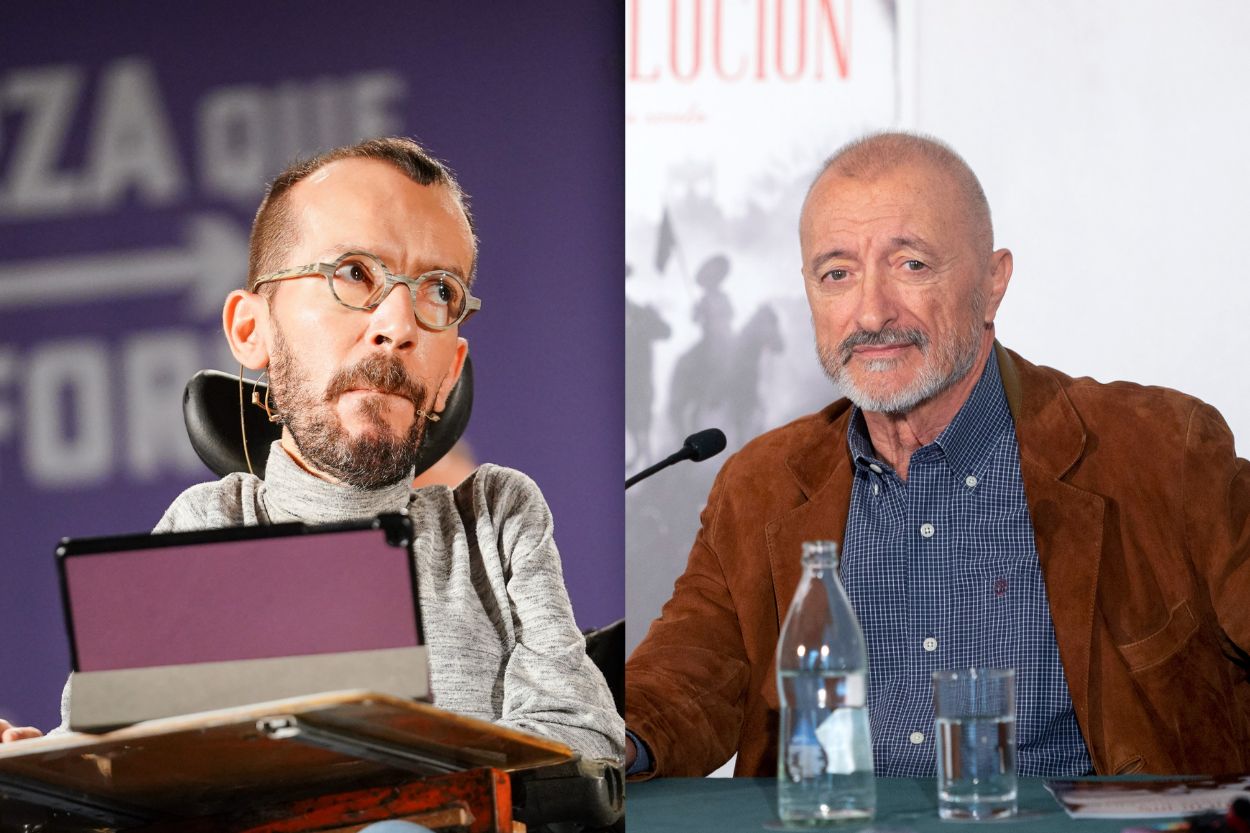 El portavoz de Unidas Podemos en el Congreso, Pablo Echenique,  y el escritor Arturo Pérez Reverte. ElPlural.com.