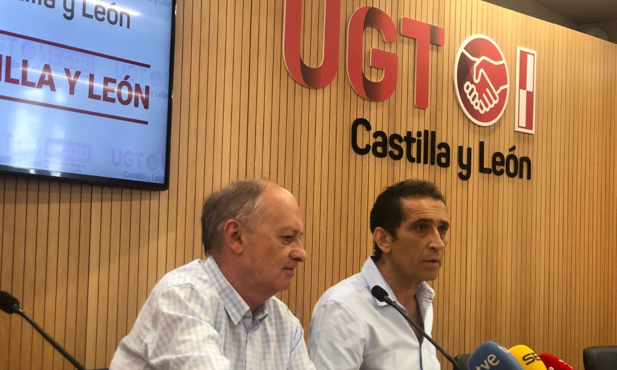 Los representantes de UGT y CCOO en Castilla y León, Faustino Temprano y Vicente Andrés. EP.