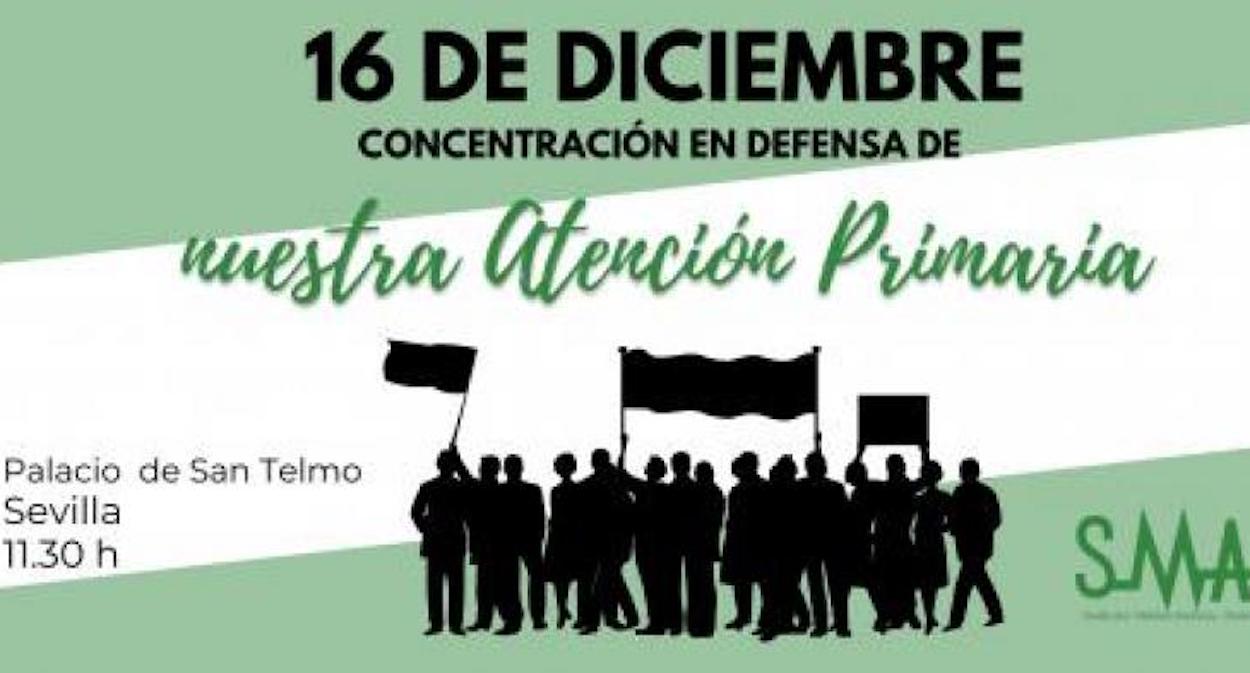 Cartel del Sindicato Médico Andaluz anunciando la protesta de hoy en Sevilla.