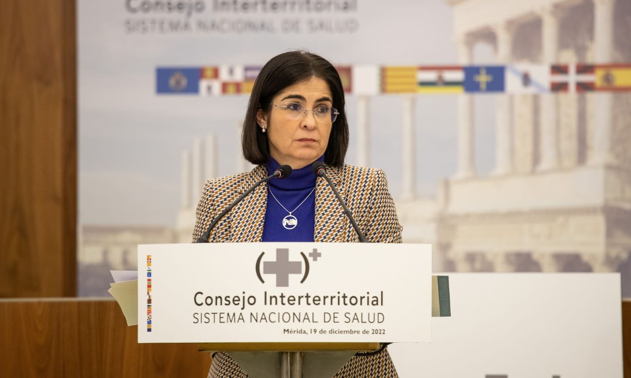 La ministra de Sanidad, Carolina Darias, ha presentado el plan de vacunación en el Consejo Interterritorial de Salud. EP.
