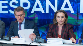 Alberto Núñez Feijóo y Cuca Gamarra, presidente y portavoz del PP. EP
