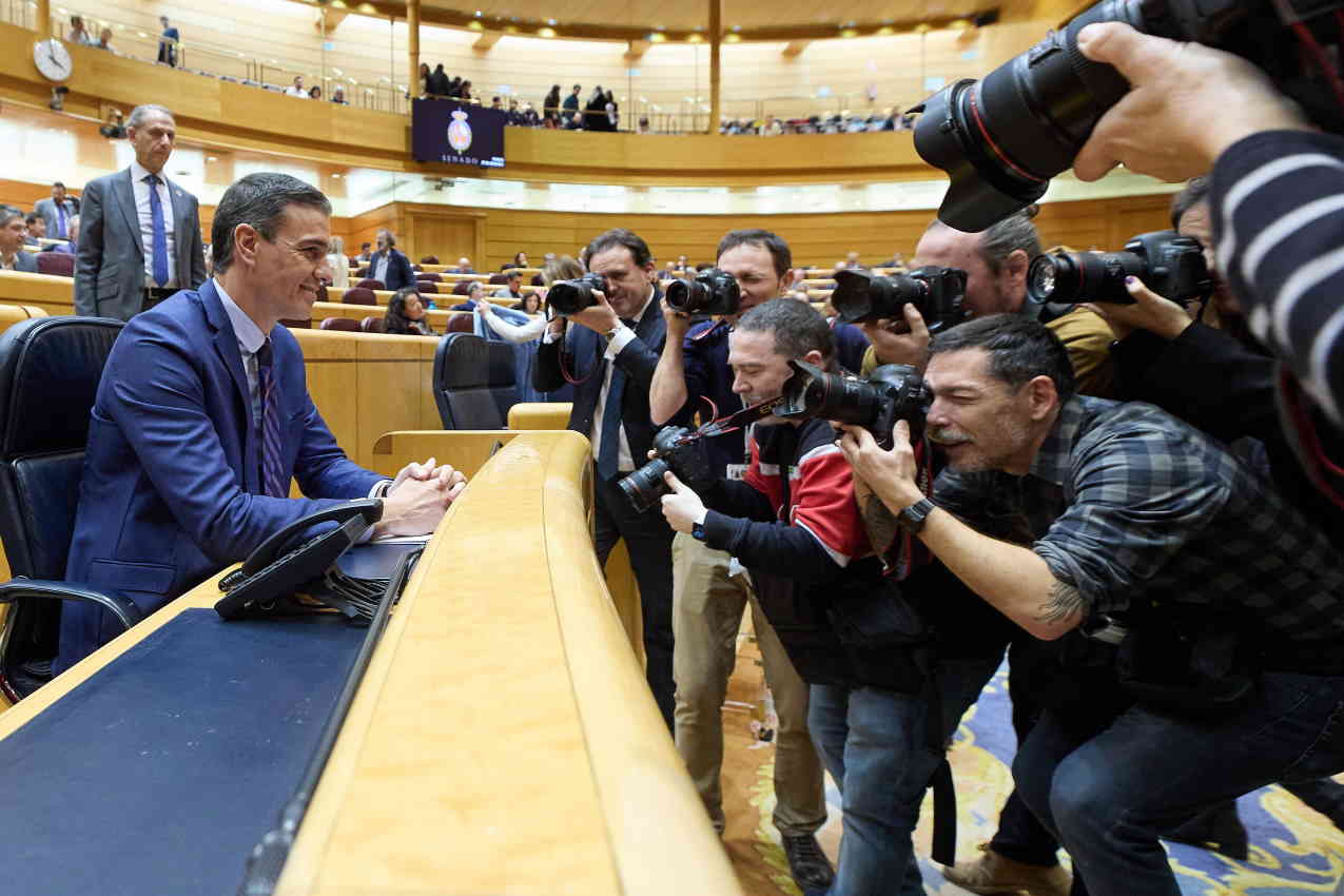 El presidente del Gobierno, Pedro Sánchez, en una sesión de control al Gobierno en el Senado.EP
