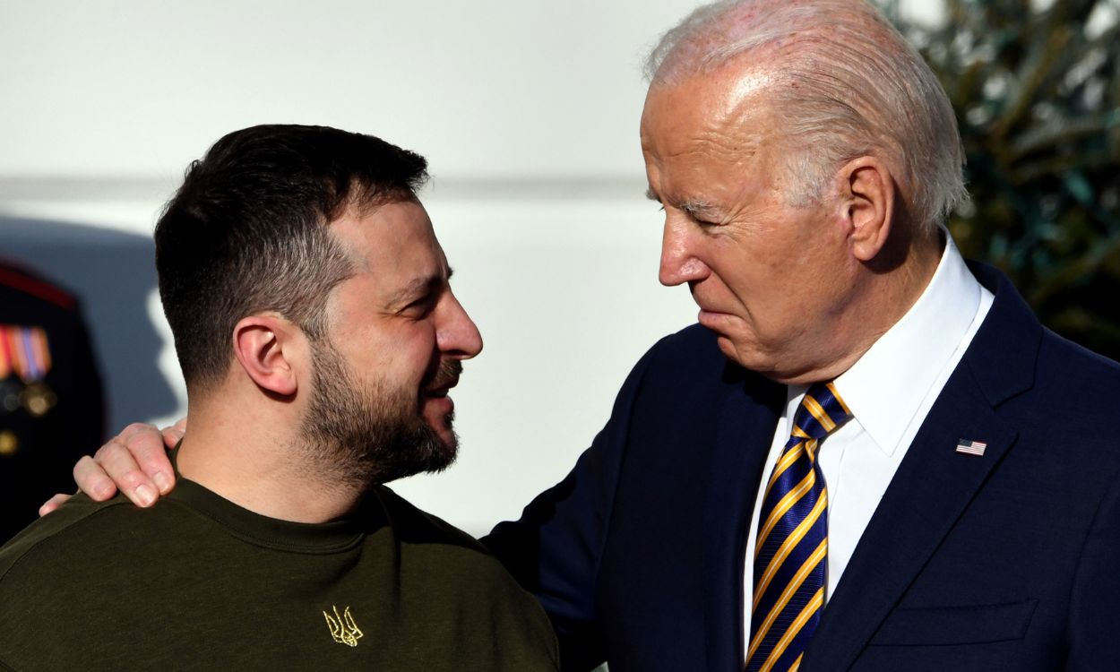 El presidente de Estados Unidos, Joe Biden, con el de Ucrania, Volodimir Zelenski, en la Casa Blanca. EP.
