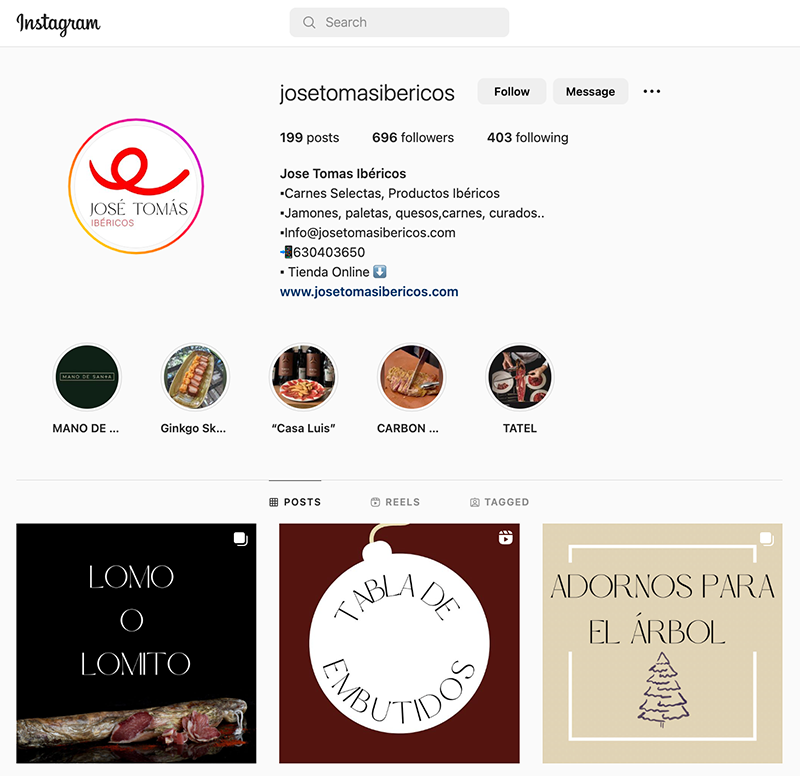 Imagen del perfil de Instagram de José Tomás Ibéricos
