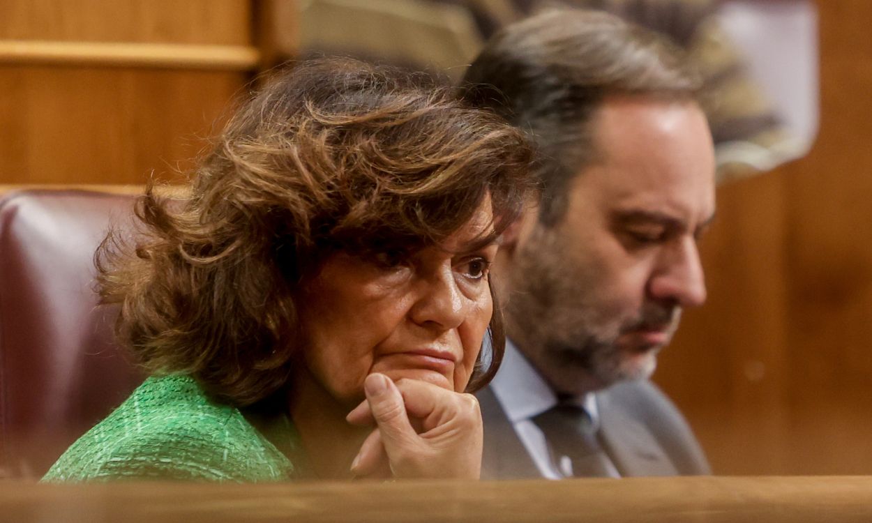 La exvicepresidenta del Gobierno, Carmen Calvo, en el Congreso de los Diputados. EP.