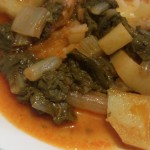Acelgas rojas y pulpo con garbanzos