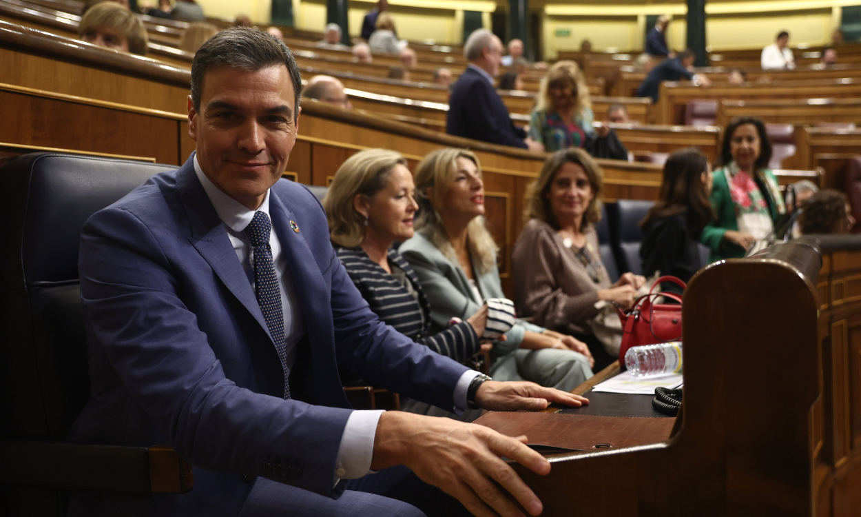 El presidente del Gobierno, Pedro Sánchez, durante una sesión plenaria en el Congreso de los Diputados. EP.