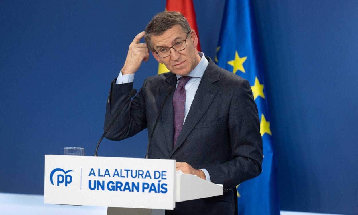 Alberto Núñez Feijóo, líder del PP, hace balance del año 2022. EP