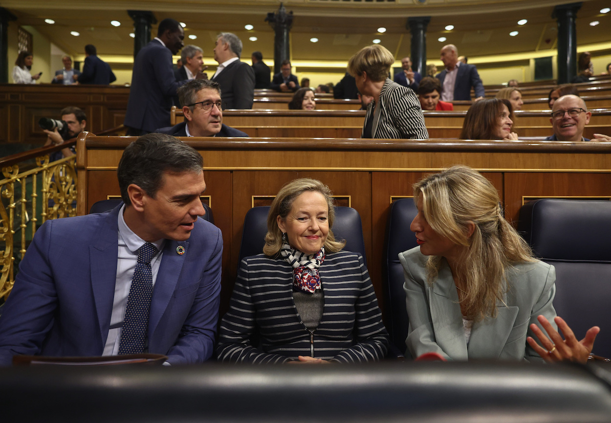 Sánchez, Díaz y Calviño. EP