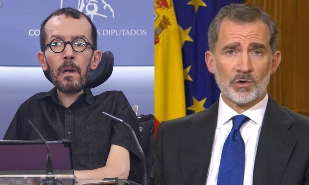 Pablo Echenique (izquierda) y el rey Felipe VI. Elaboración propia.