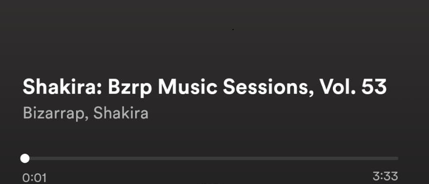 Duración de la canción de Shakira con Bizarrap. Spotify