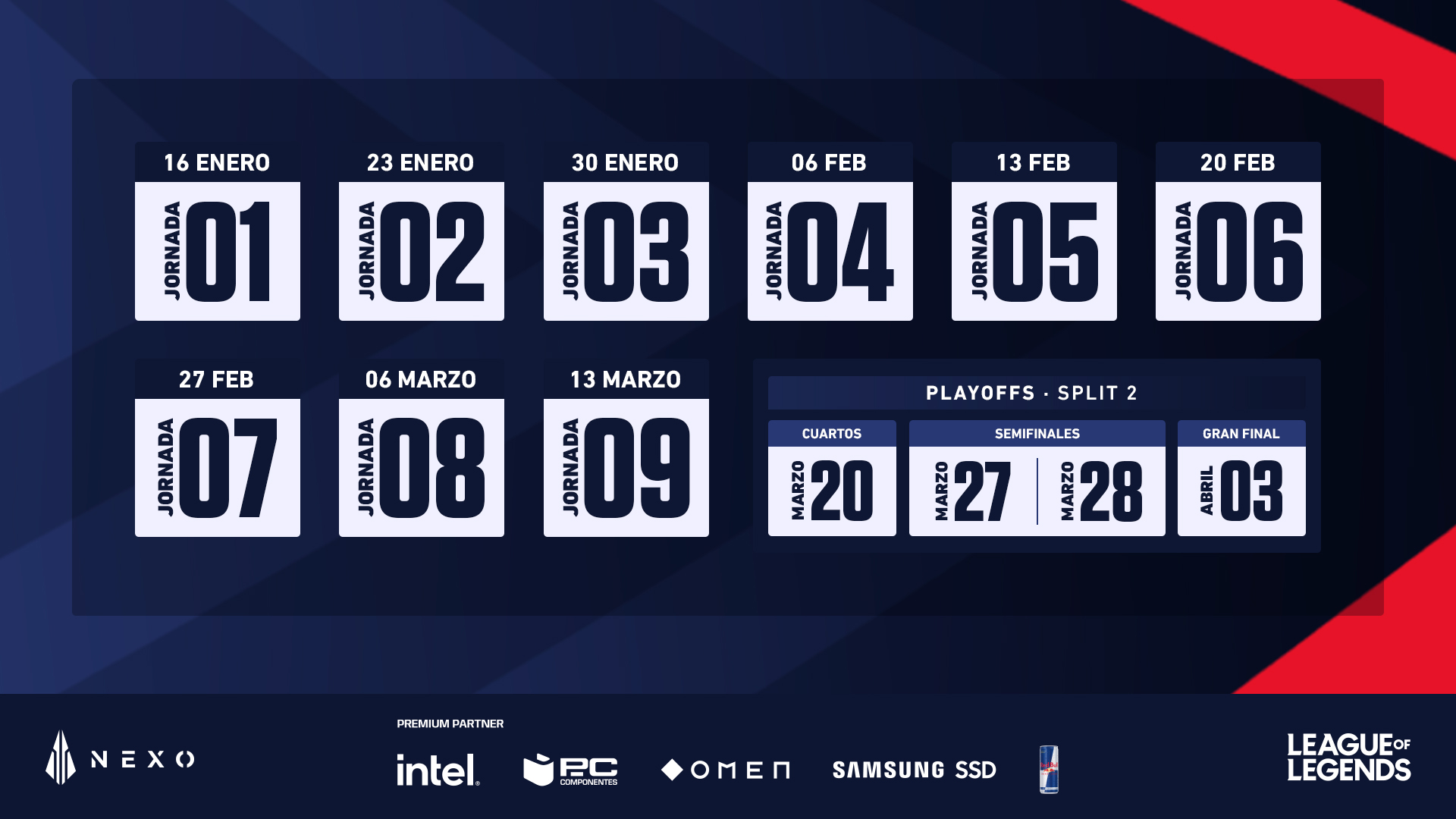 Calendario del split 2 de Liga Nexo