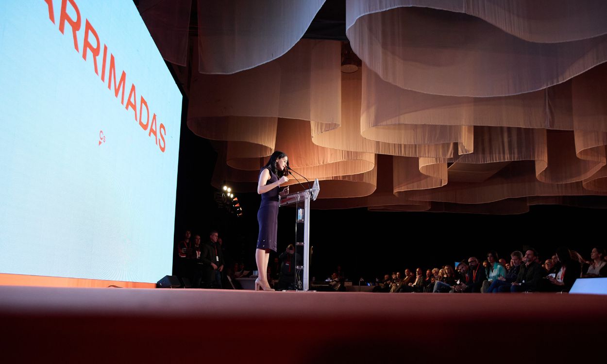 La hasta ahora presidenta nacional de Ciudadanos, Inés Arrimadas, interviene en la celebración de la VI Asamblea General de Ciudadanos (Cs). EP.