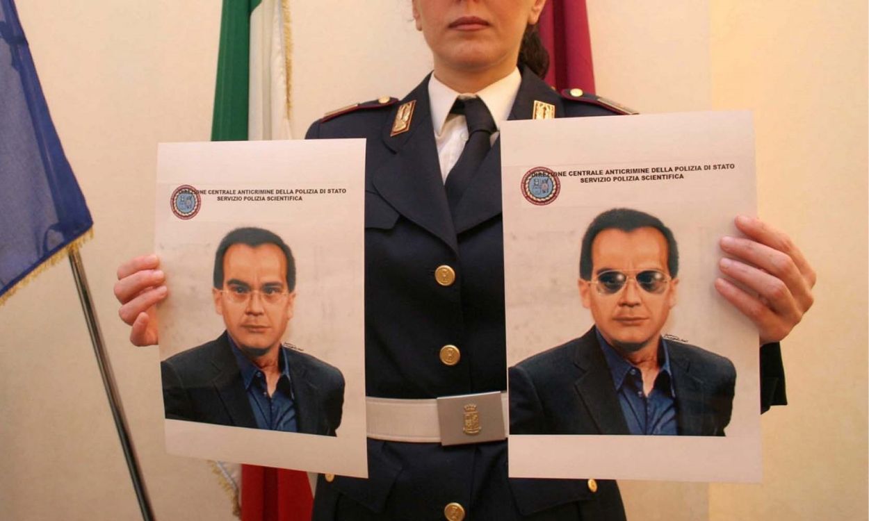 Retrato robot de Matteo Messina, padrino jefe de la mafia italiana Cosa Nostra