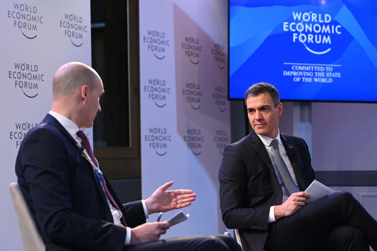 El presidente del Gobierno, Pedro Sánchez, participa en el Foro de Davos este martes. Europa Press