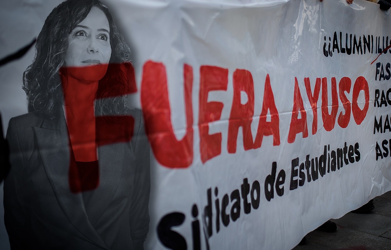 Protestas en la Universidad Complutense contra Isabel Díaz Ayuso. Jesús Olmedo para ElPlural