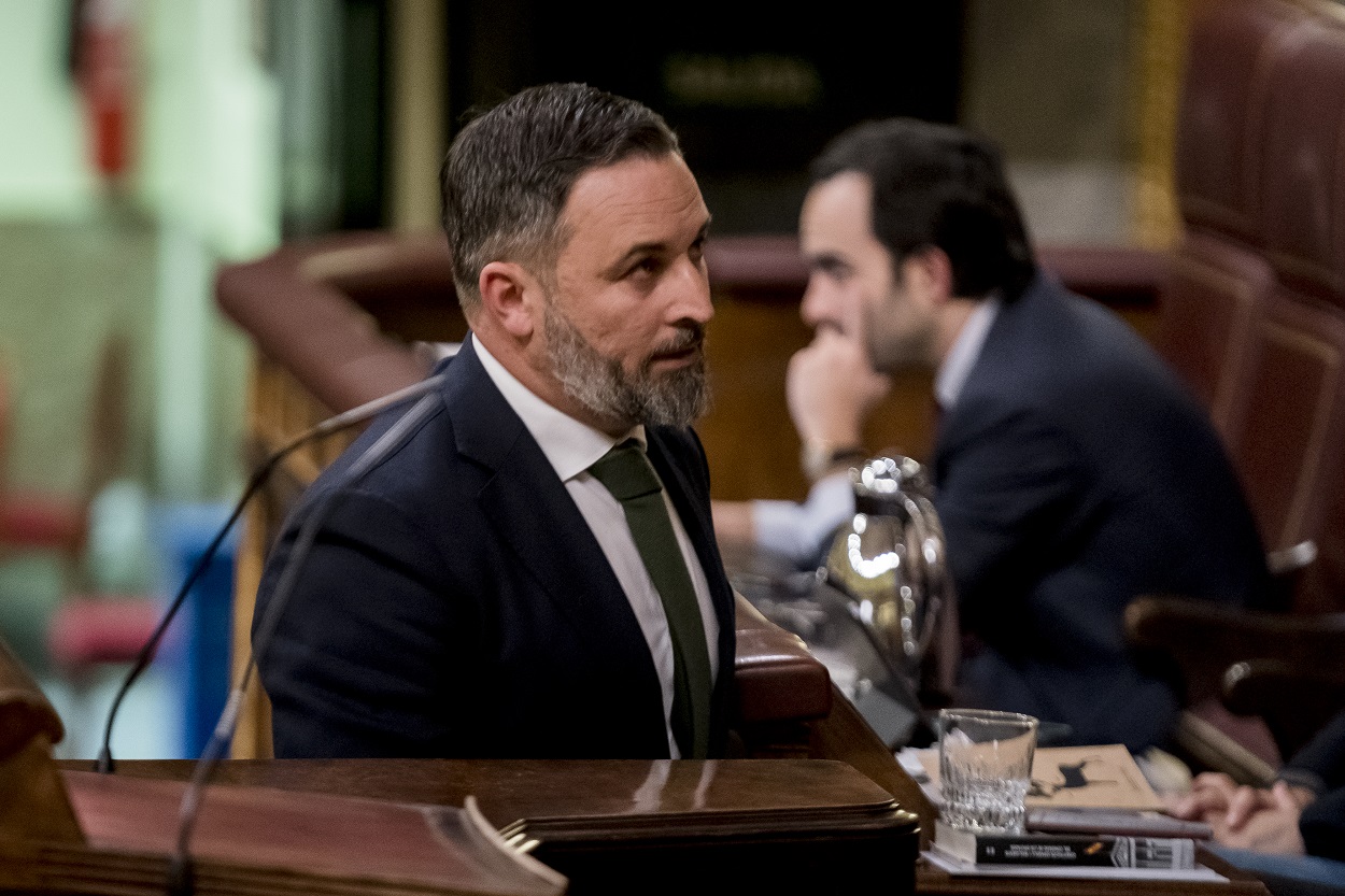 El líder de Vox, Santiago Abascal, en el Congreso de los Diputados. EP.