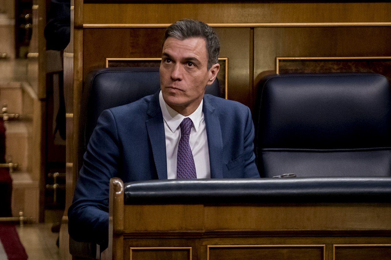 El presidente del Gobierno, Pedro Sánchez, durante la sesión plenaria de este martes. EP.