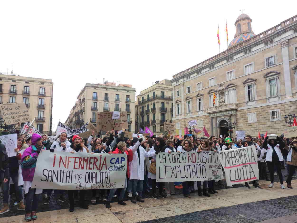 Imagen de las protestas celebradas el martes en Barcelona. EP
