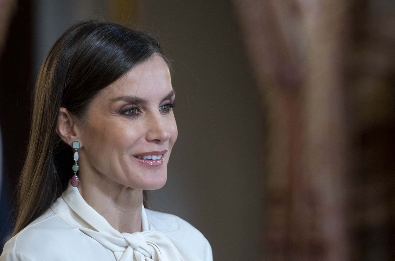 La reina Letizia durante la recepción al cuerpo diplomático acreditado en España, en el Palacio Real.