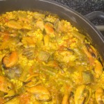 Arroz con verduras y merluza rellena con medallones de rape