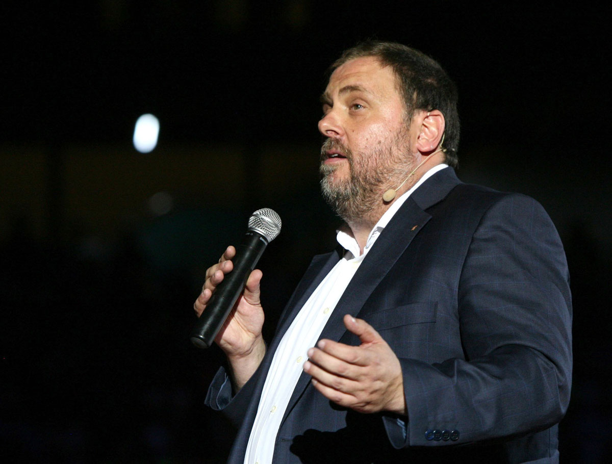 El vicepresidente del Govern y líder de ERC, Oriol Junqueras, durante el acto inaugural de la campaña del 1-O - EFE