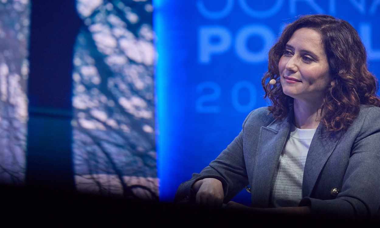 Isabel Díaz Ayuso, presidenta de la Comunidad de Madrid, en un coloquio del PP. EP