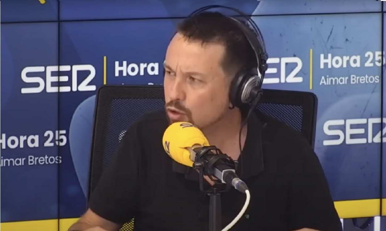 Pablo Iglesias, en el programa 'Hora 25' de la Cadena SER. Imagen Twitter