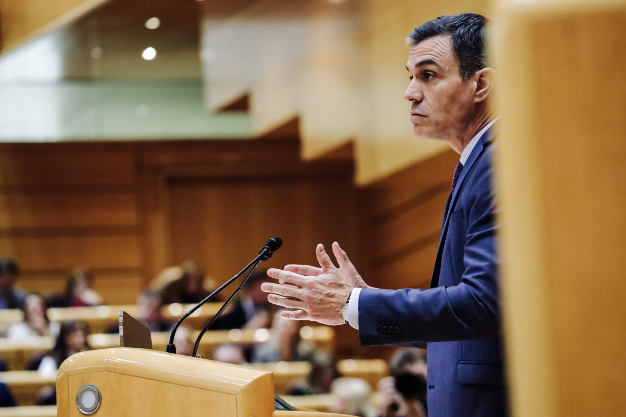 El presidente del Gobierno, Pedro Sánchez, comparece ante el Pleno del Senado. EP