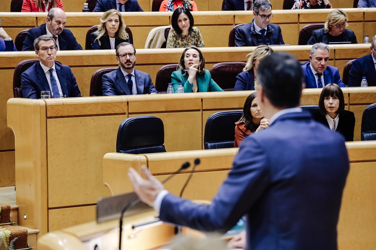 Cara a cara entre Pedro Sánchez y Alberto Núñez Feijóo. EP.