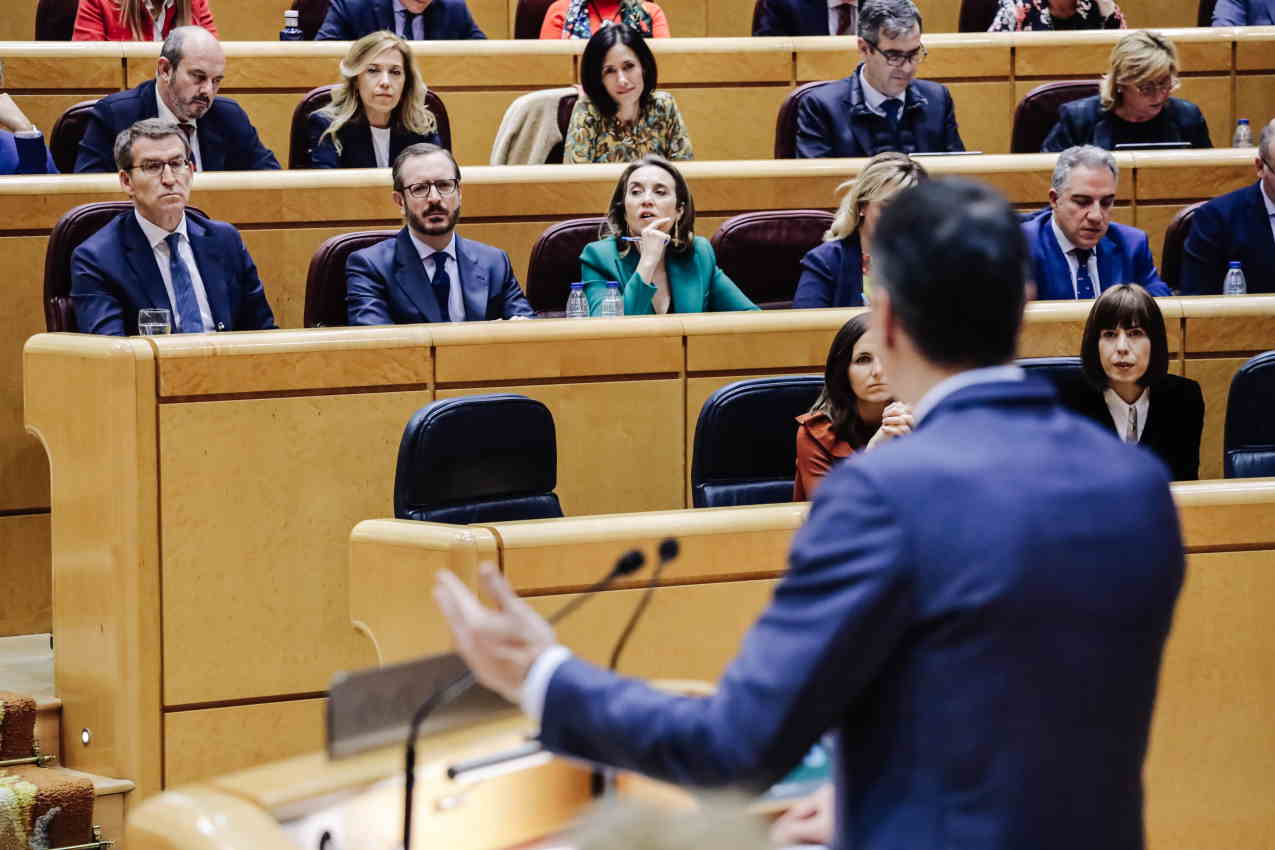 El presidente del Gobierno, Pedro Sánchez, comparece durante un pleno del Senado.EP